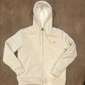 Superdry Cream/Gold Hooded Zip-Up Sweatshirt fully fleece lined